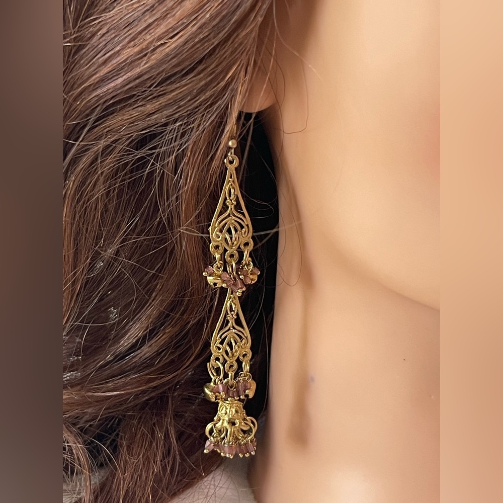 Vintage gold tone chandelier earrings
